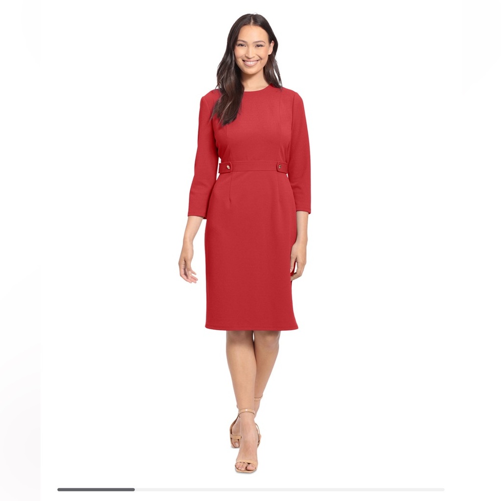 Elegant Red 3/4 sleeve dress petite